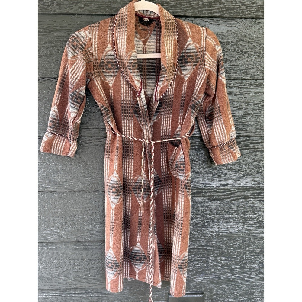 VTG Beacon Blanket Boys Robe Southwestern Camp Print Cord Tie Excellent
